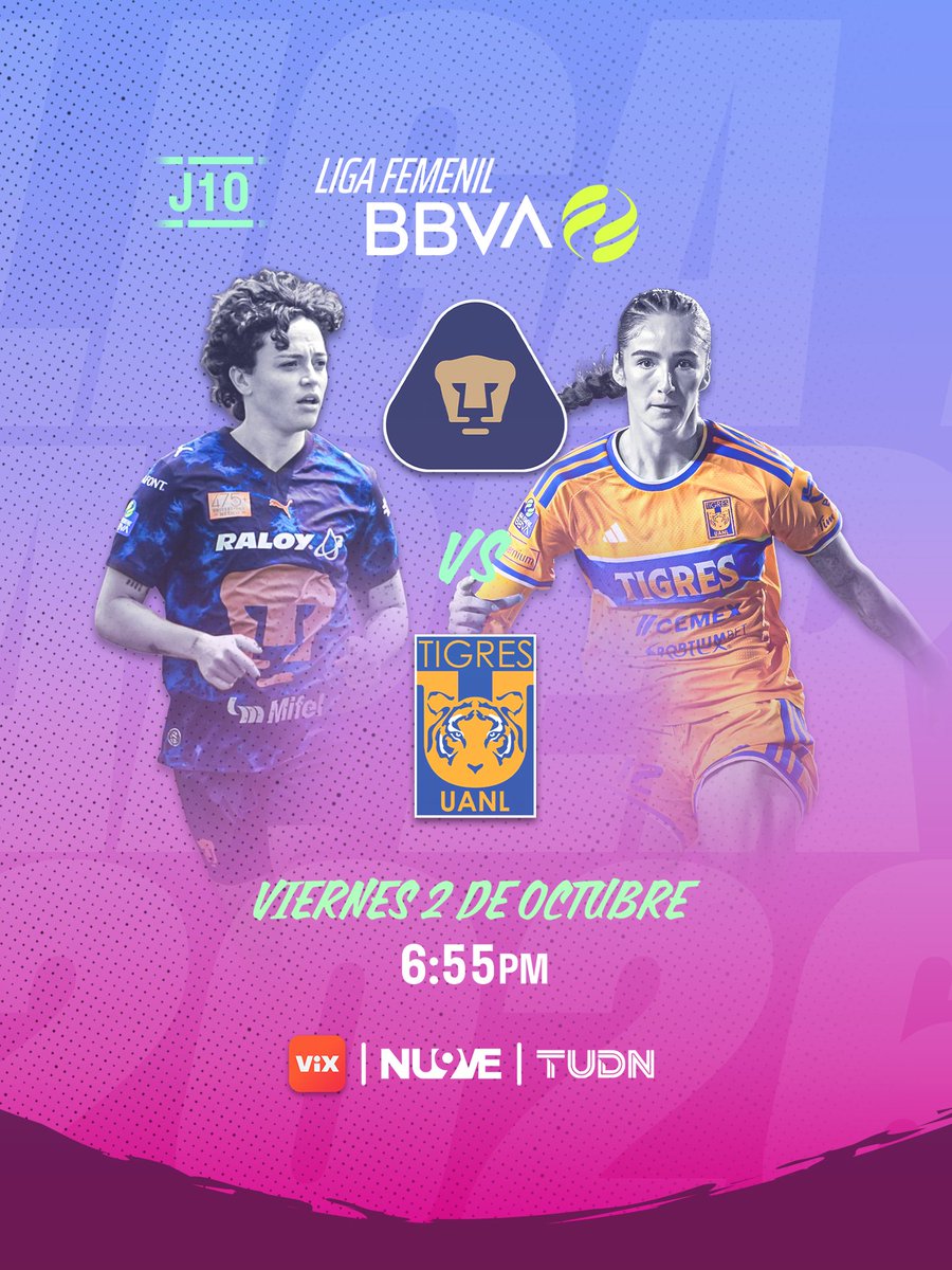 TUPrensa's tweet photo. ¡El orgullo está en juego!

Pumas y Tigres se ven las caras en la cancha.
🔥⚽ ¿Quién se quedará con la victoria?

📅 Hoy a las 6:55 p. m.
📺 @VIX, El #Nu9ve y @TUDNMEX 

#TUPrensa #EllasEnTUDN https://t.co/aeAGK6HpWg