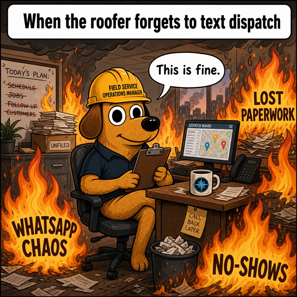 URBLDllc's tweet photo. Your WhatsApp group chat is not a dispatch system. When operations rely on a roofer remembering to text the office, you get no-shows and lost paperwork. Stop pretending the fire is fine and get a unified inbox.
#FieldService #Operations https://t.co/Vp3QIyTCCZ