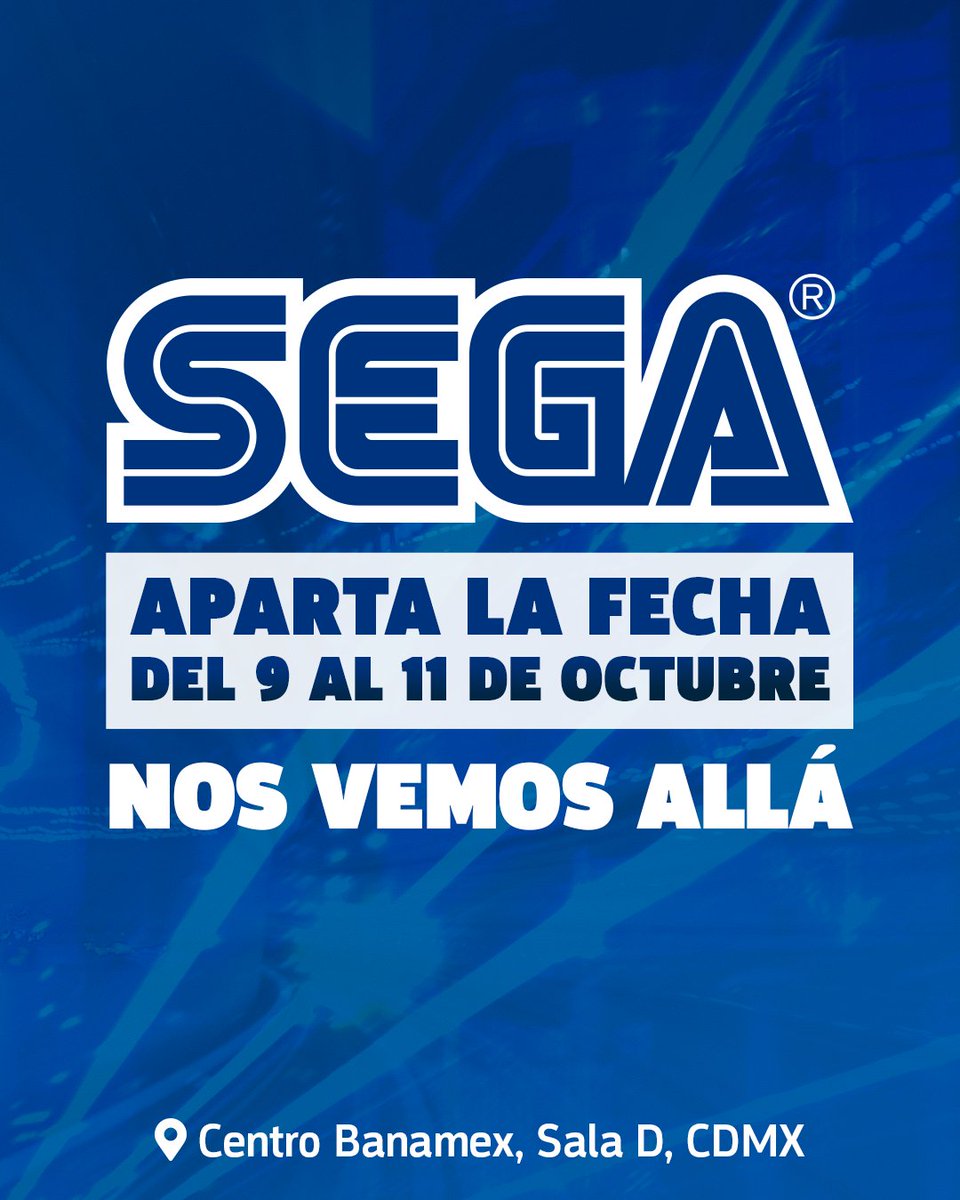 SegaLAOFICIAL's tweet photo. Recuerda apartar la fecha porque llegamos corriendo a México 🇲🇽 al Liverpool Gaming Fest desde el 9 al 11 de octubre en Centro Banamex de CDMX. 📍

Date una vuelta, quizás te encuentres a Sonic paseando por ahí. Alcánzalo para tomarte una foto. 🌀

¡Nos vemos allá! https://t.co/UXdLKNprvR