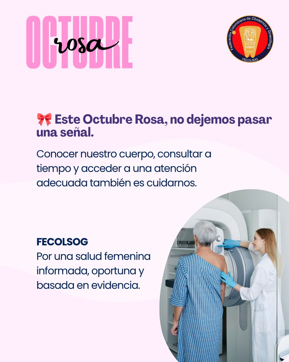 fecolsog's tweet photo. Desde FECOLSOG promovemos el cuidado de la salud mamaria y una atención integral, oportuna y basada en evidencia.

💗 Informarse, consultar y cuidar nuestra salud también es prevención.

#OctubreRosa #CáncerDeMama #FECOLSOG https://t.co/TW58ROWOcp