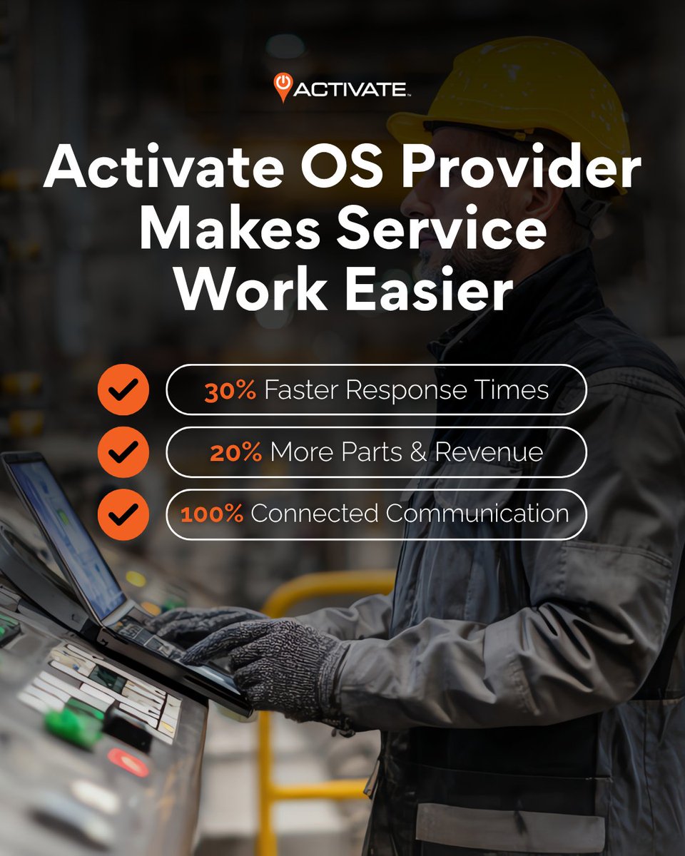 ActivateOS's tweet photo. Make service work smarter with #ActivateOS. 🔧

Respond faster, stay connected with customers, and capture more parts and service opportunities. ⚡📈🤝

Ready to simplify service? Book a demo today! ➡️ https://t.co/gVJjGeKdn7

#EquipmentService #HeavyEquipment #ServiceManagement https://t.co/Ah5PMZWbaW