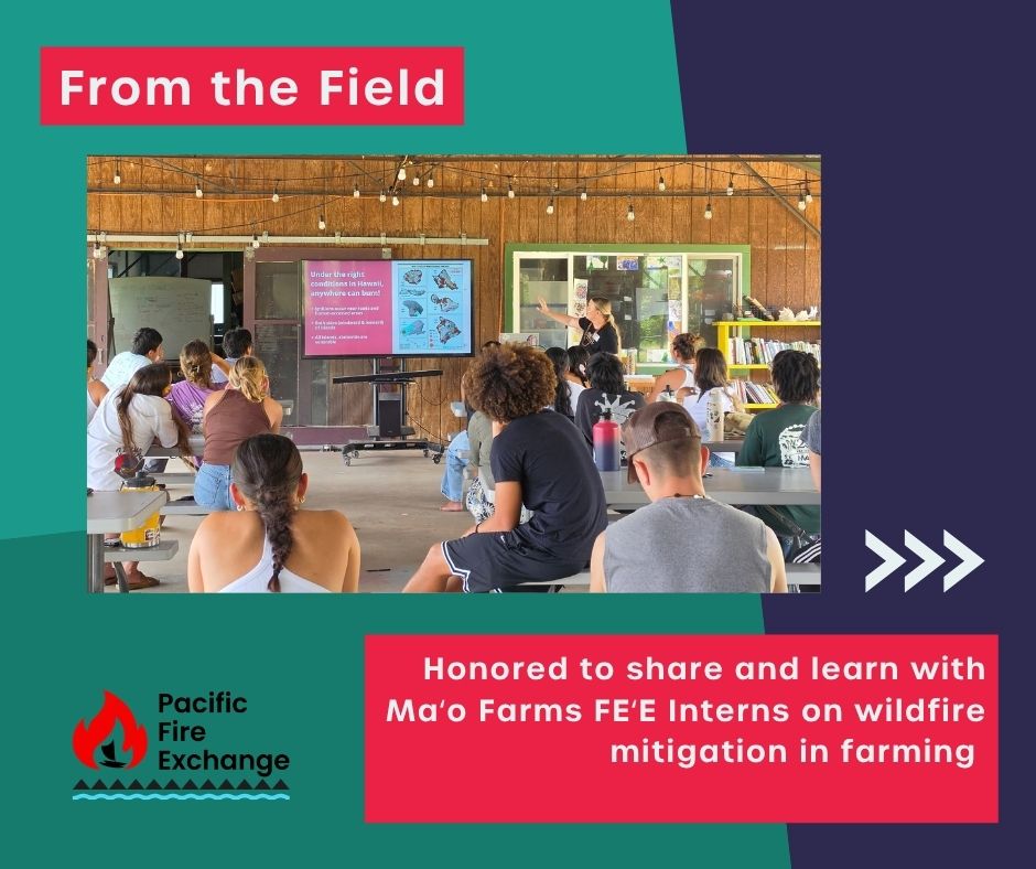 FireScienceGOV's tweet photo. Māʻo Farms Feʻe Interns joined the Pacific Fire Exchange for a wildfire mitigation workshop to explore risks, resources &amp; actions to reduce fire potential on farms across Oʻahu.

What an exciting opportunity to connect with and learn from the next generation of land stewards! https://t.co/7wfiyVtXlj