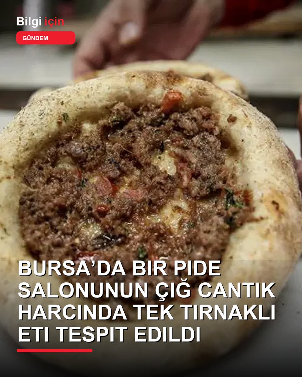bilgiic1n's tweet photo. Bursa’da bir pide salonunun çiğ cantık harcında tek tırnaklı eti tespit edildi

🔴 Tarım ve Orman Bakanlığı’nın yayımladığı Sağlığı Tehlikeye Düşürecek Gıdalar listesine Bursa’nın cantık lezzetiyle ilgili bir işletme de girdi. Bakanlığın internet sitesindeki bilgilere göre, Bursa’da Acı Dayı adıyla 68 yıldır hizmet veren pide salonundaki çiğ cantık harcından 8 Haziran’da numune alındı. Numune, Bakanlık tarafından laboratuvarda analiz edildi.

Yapılan inceleme sonucunda, dana eti olarak kaydedilen harçta tek tırnaklı hayvan eti bulunduğu açıklandı. Böylece işletmeye ait ürün, Bakanlığın sağlığı tehlikeye düşürecek gıdalar listesinde yer aldı. Aynı listede, Bursa’daki farklı işletmelerin köfte ve sucuk ürünlerinde de benzer sonuçlara ulaşıldığı görüldü.

Çiğ cantık harcında tespit yapılmasının ardından işletmeden açıklama geldi. Açıklamada, “Bu bulguyu ciddiyetle değerlendiriyor; Bursa kamuoyunda ve müşterilerimizde oluşan kaygı nedeniyle derin üzüntümüzü paylaşıyoruz.” ifadeleri kullanıldı. Tedarik ve üretim zincirinin baştan sona yeniden gözden geçirileceği belirtilen açıklamada, söz konusu idari işleme karşı yargıya başvurulduğu aktarıldı.

#Bilgiİçin #Gündem