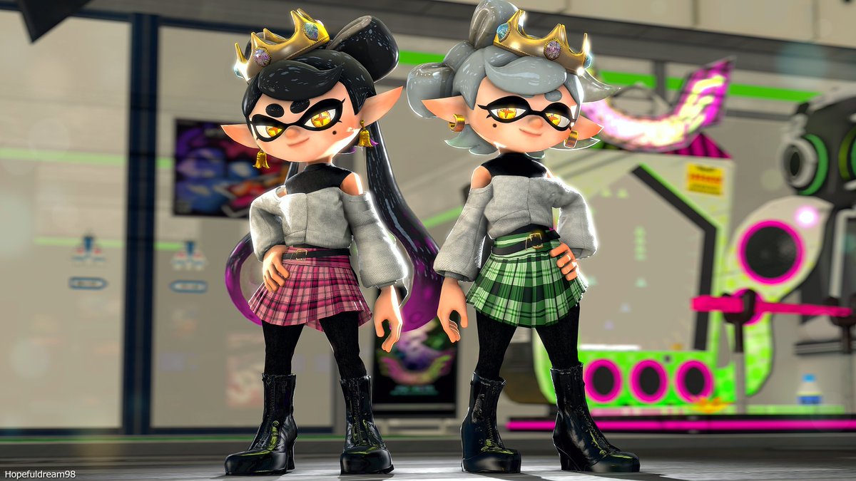 HopefulDream98's tweet photo. [Splatoon] - The Squid Sisters 🩷💚

Here are some of my favorite renderings from the works I've created so far. https://t.co/7iw0wKneYU