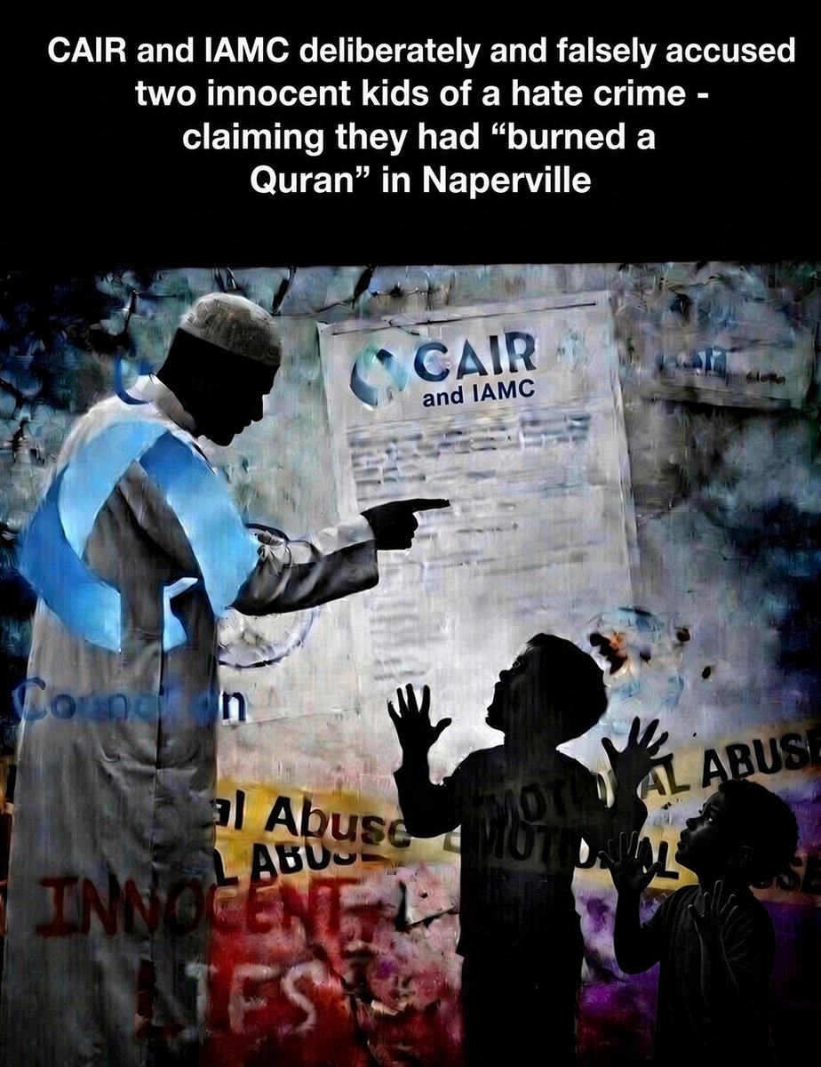 JohnCassietto's tweet photo. 🚨October 3rd.
Three years ago, IAMC and CAIR hatched a plan that deliberately and falsely accused two young Hindu kids in Naperville of “burning a Quran.”

What do all these below Democratic officeholders have in common with it? Every one of them fell in line... 

On both Twitter and Facebook, they joined in to appease these Islamic groups by calling it a “hate crime” - even though they knew the kids didn’t do it. 

The terror these two kids faced was unimaginable. For months those kids lived in a dark, heavy place no child should ever have to know, which led to bullying, death threats, and terror. They couldn’t even walk to school safely. 

When the video and the testimony proved this “hate crime” to be made up - the silence from these officeholders was deafening. 

What happened to those Hindu kids followed the same pattern as Sharia law. 

The fictitious claim that they burned a Quran was treated as guilt first, proof later. And in Sharia there is no walking back - even after evidence shown proves to be a deliberate falsified story. 

Under Sharia, desecrating the Quran is a grave offense, and since Sharia is practiced in America - that false charge alone was enough to justify public shaming, threats, and demands for apology. 

And let's remember these eight democrat politicians in the state of Illinois sided with IAMC and CAIR. That there proves that democrat officeholders justify Sharia law practices in America. 

What's not uncommon for kids in this situation - falsely accused of such a hate crime - is to end up being killed!

When adults weaponize lies against kids it’s heartbreaking. As of today, none of these officeholders have apologized for the terror they brought upon these kids. 

The apology was owed three years ago. Don't you think it's still owed today.....

→ @bennynaperville — Benny White, Naperville city councilman (and later a mayoral candidate)
→ @senatorellman — Laura Ellman, Illinois state senator (21st District)
→ @Citizens4Karina — Karina Villa, Illinois state senator (account is her campaign/advocacy handle)
→ @RepBillFoster — Bill Foster, U.S. representative for Illinois’s 11th District
→ @SenatorVentura — Rachel Ventura, Illinois state senator (43rd District)
→ @rep_nabeelasyed — Nabeela Syed, Illinois state representative
→ @VoteTCH — Terra Costa Howard, Illinois state representative (42nd District)
→ @LucyChangEvans — Lucy Chang Evans, DuPage County Board member (District 3)