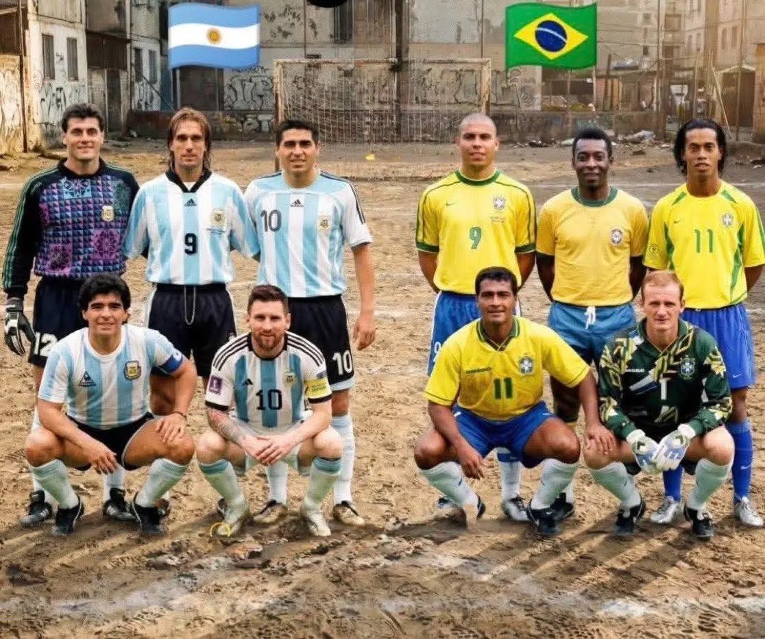 Elitefutbolsp's tweet photo. ¿Quién gana un 5 vs 5 entre estos equipos históricos de Argentina y Brasil? https://t.co/1CWvj2a52U