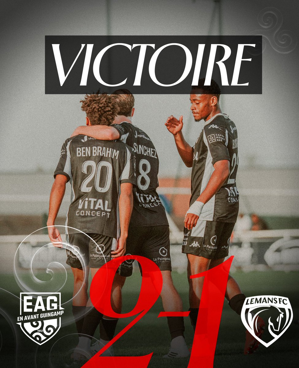 L2Actu_'s tweet photo. ⏱️ 𝗧𝗘𝗥𝗠𝗜𝗡𝗘́ ! 𝗚𝗨𝗜𝗡𝗚𝗔𝗠𝗣 𝗦'𝗢𝗙𝗙𝗥𝗘 𝗟𝗘 𝗠𝗔𝗡𝗦 𝗘𝗡 𝗔𝗠𝗜𝗖𝗔𝗟 (𝟮-𝟭) ! ✅️❤️🖤

⚽️ Sanchez
⚽️ Bokangu (s.p.)
     ⚽️ Harhouz

📸 @EAGuingamp https://t.co/EfAgfBJakl