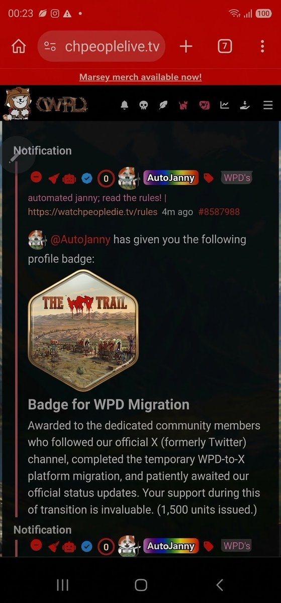 hhhhfjgb's tweet photo. @WPD___TV Thank you guys for the new badge https://t.co/IOporo4A1U