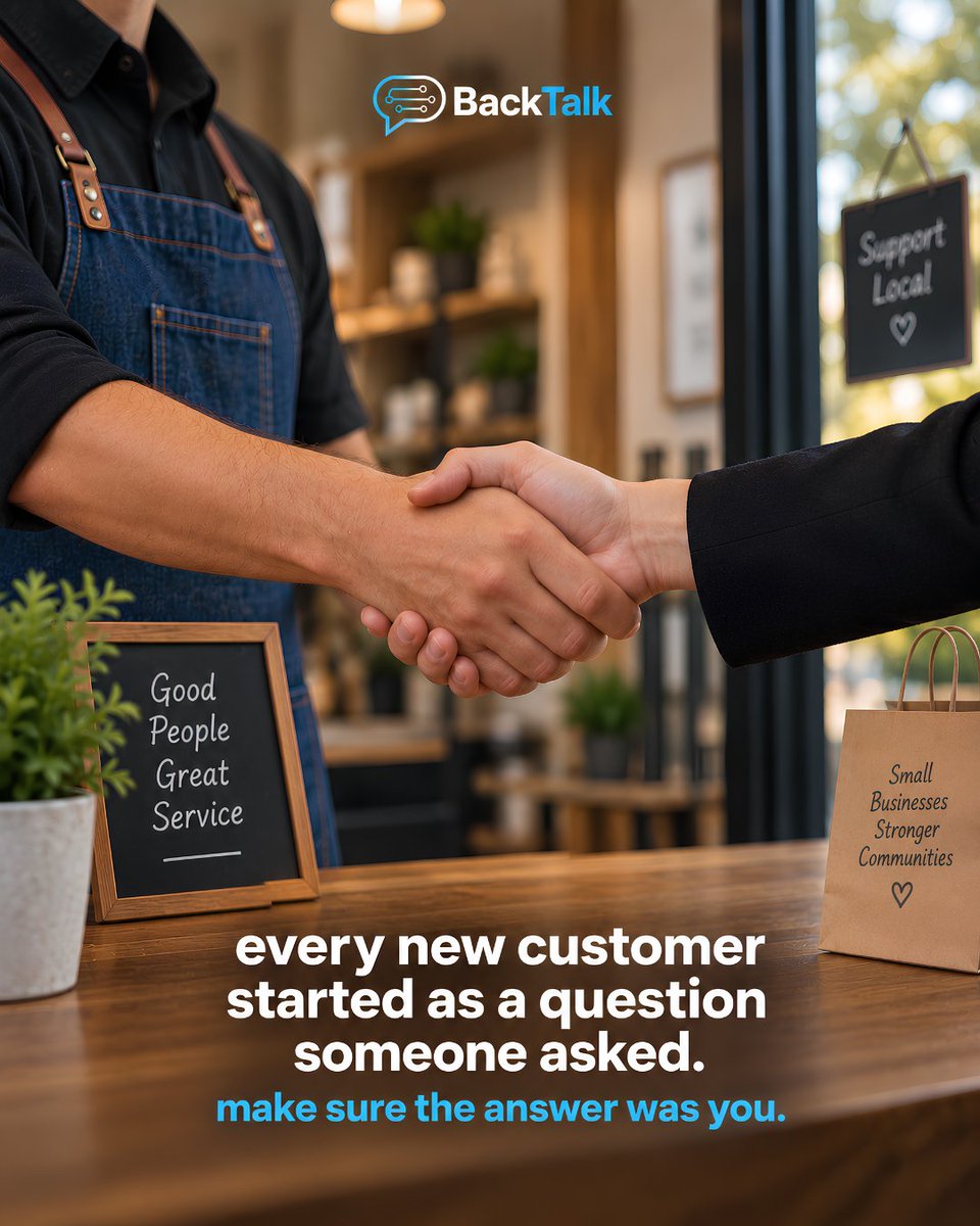 backtalkai's tweet photo. Every customer you have started as a question someone asked.
Today they ask AI.
Be the answer that shows up.
https://t.co/whKCUkFY9o
#newcustomers #answerfirst #supportlocal #aidiscovery #growyourbusiness https://t.co/13sCGgJtcY