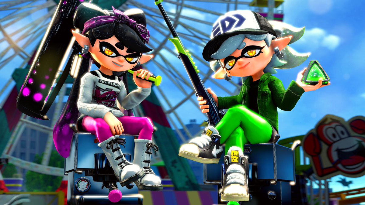 HopefulDream98's tweet photo. [Splatoon] - The Squid Sisters 🩷💚

Here are some of my favorite renderings from the works I've created so far. https://t.co/7iw0wKneYU