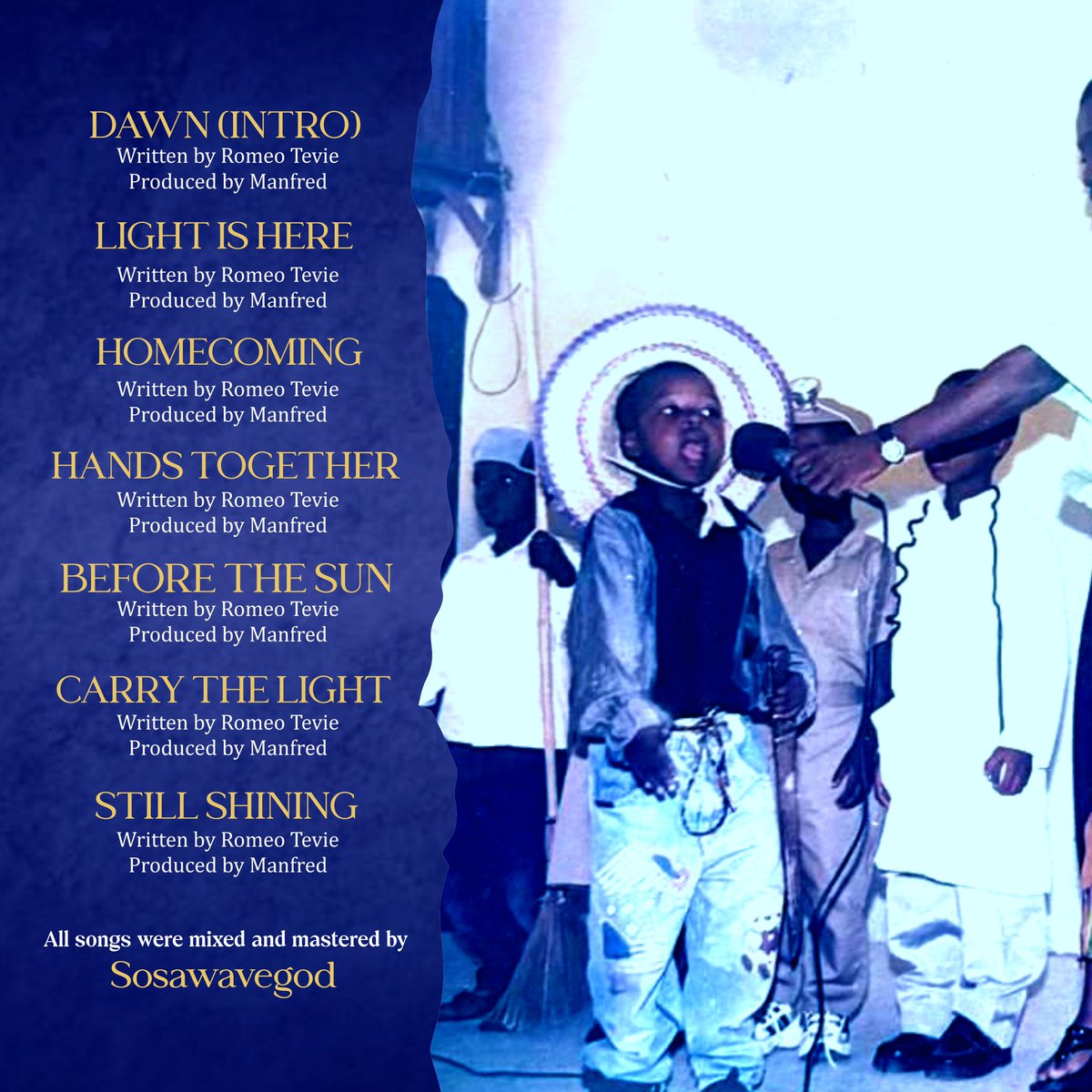 Romeo_swaG_GH's tweet photo. Cover art and tracklist for LIGHT IS HERE, my first official project live on all platforms 9th October ,2026. 💡 https://t.co/Ve8EzJTLFh