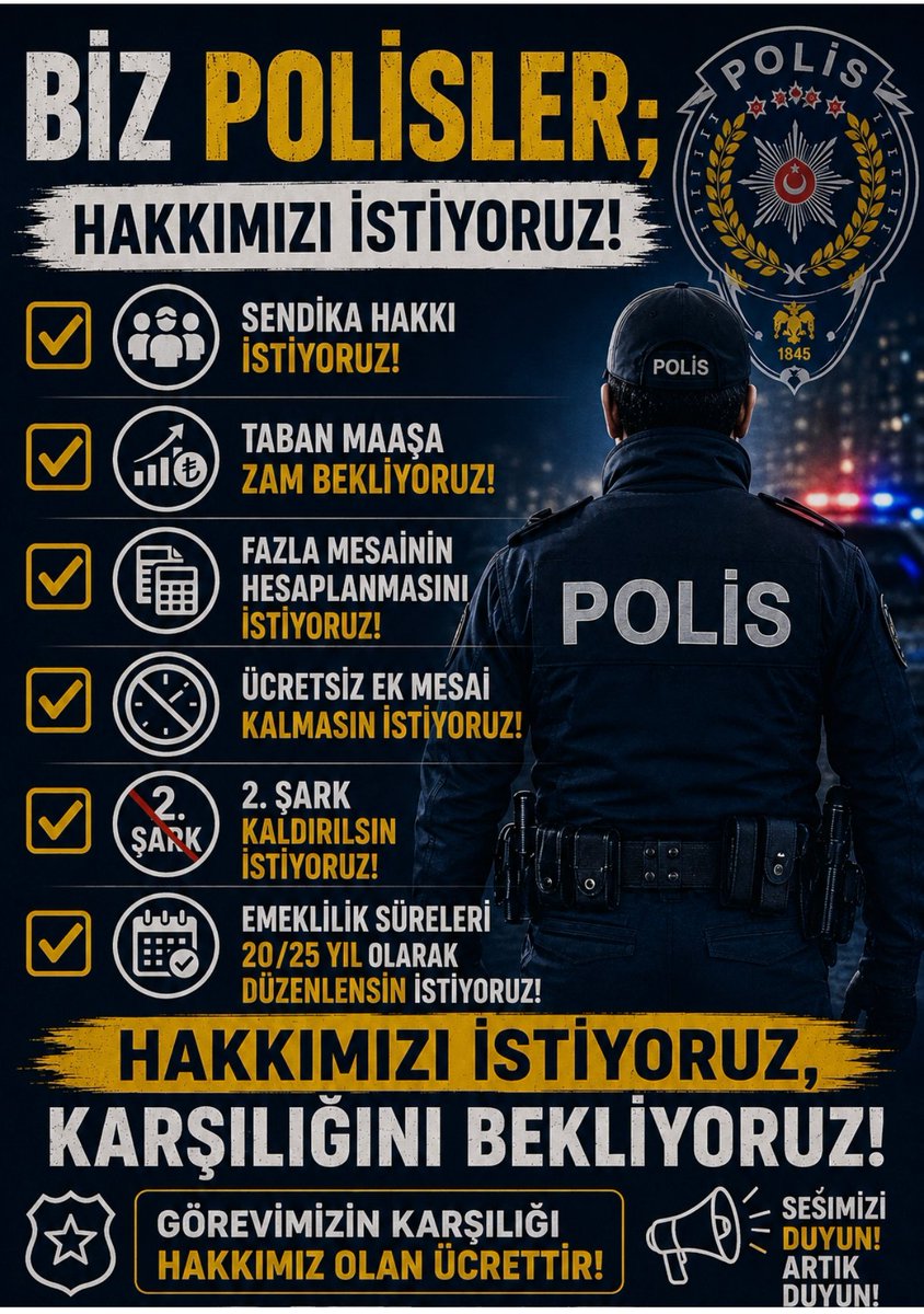 Birpls1's tweet photo. Polisin sorunları artık pansuman yapılamayacak kadar derin ve tehlikeli boyutlara ulaştı

Artan polis intiharları bunun en bariz örneğidir

Emniyet teşkilatı sisteminde köklü düzenlemeler yapılarak sendikal haklar verilip, toplu sözleşmelerde temsil hakkı tanınmalıdır!

@RTErdogan
@isikhanvedat

#EmniyetMasadaOlmalı