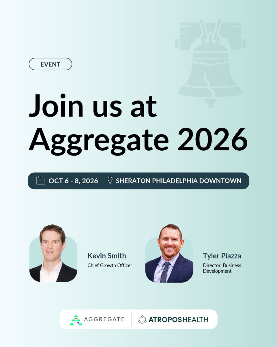 AtroposHealth's tweet photo. Join us next week at @ArcadiaHealthIT's #Aggregate2026 in Philadelphia, Oct 6-8! We're excited to talk about evidence-based clinical decision support, medication use policy, shared decision making, and precision medicine. #RealWorldEvidence https://t.co/b07iUXM1J3
