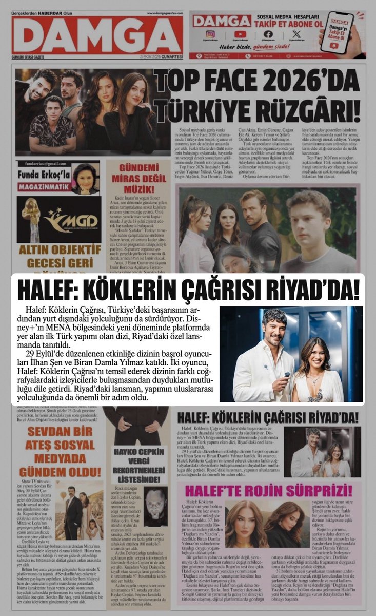 damlaylover's tweet photo. HALEF RİYAD'DA! - DAMGA GAZETESİ 🗞️

HALEF: KÖKLERİN ÇAĞRISI RİYAD'DA! Halef: Köklerin Çağrısı, Türkiye'deki başarısının ardından yurt dışındaki yolculuğunu da sürdürüyor. Disney+'ın MENA bölgesindeki yeni döneminde platformda yer alan ilk Türk yapımı olan dizi, Riyad'daki özel lansmanda tanıtıldı. 29 Eylül'de düzenlenen etkinliğe dizinin başrol oyuncuları İlhan Şen ve Biran Damla Yılmaz katıldı. İki oyuncu, Halef: Köklerin Çağrısı'nı temsil ederek dizinin farklı coğrafyalardaki izleyicilerle buluşmasından duydukları mutluluğu dile getirdi. Riyad'daki lansman, yapımın uluslararası yolculuğunda da önemli bir adım oldu. 

#halef #yılser #halefköklerinçağrısı