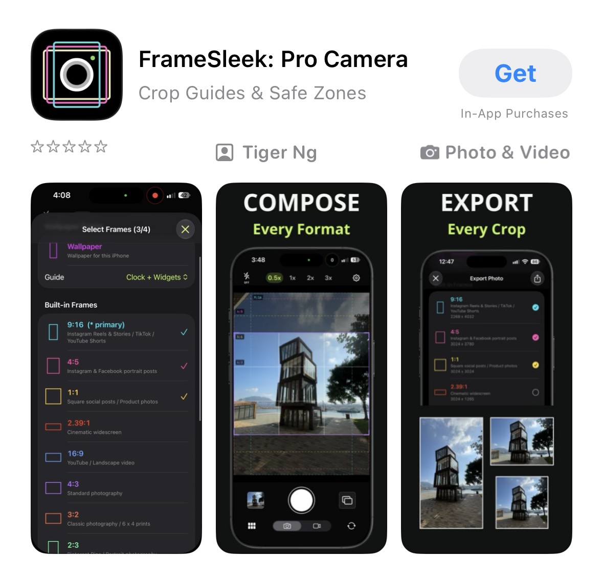 cbb_app's tweet photo. FrameSleek is a minimalist photo and video camera built for creators who publish across multiple formats. See several aspect-ratio guides together on the live camera preview, frame your subject with confidence. Check this out: https://t.co/VZkhDCcO3d https://t.co/TBEFeDBaBS