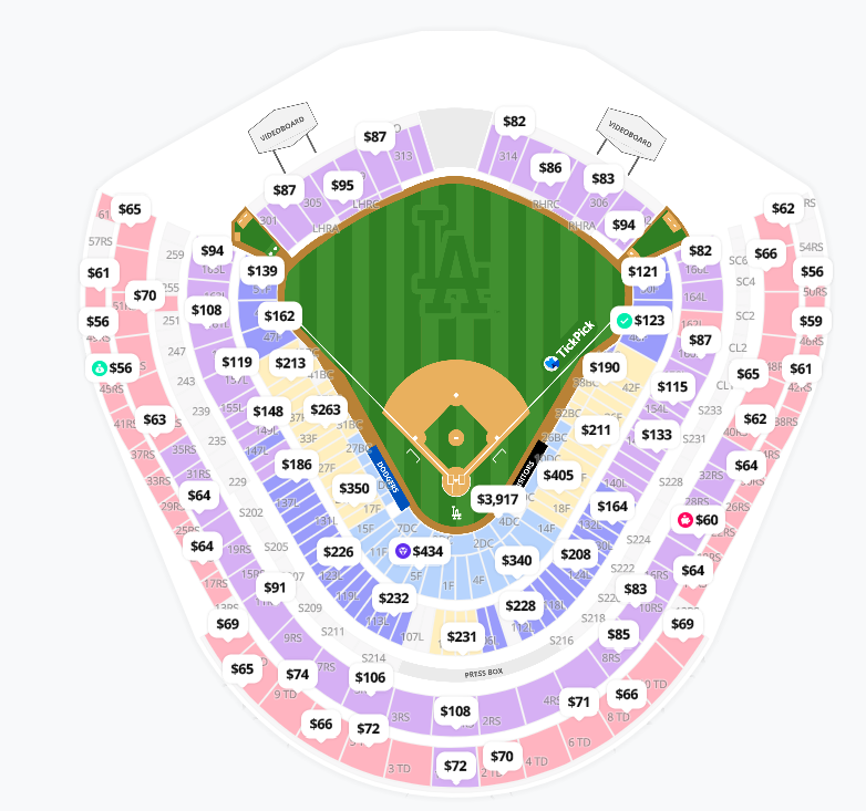 TickPick's tweet photo. The Dodgers have the cheapest ticket of any team in the ALDS or NLDS.
Get-in Price for Game 1 in LA: $56 https://t.co/mrbuXP004n