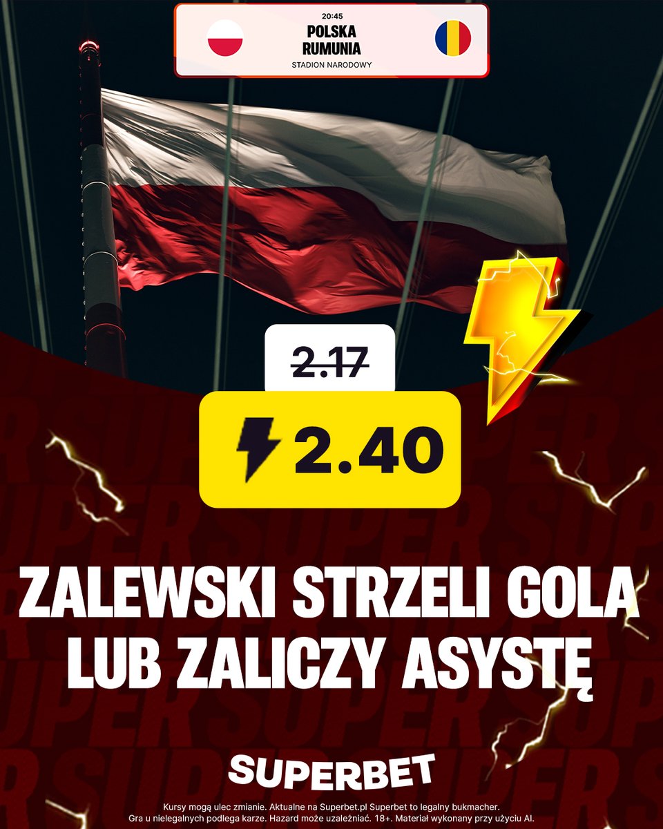 SuperbetPL's tweet photo. Zalewski z golem lub asystą? ⚽️🅰️ #POLROM 

👉 https://t.co/8PpNDqKexm https://t.co/xdkThCd5xc