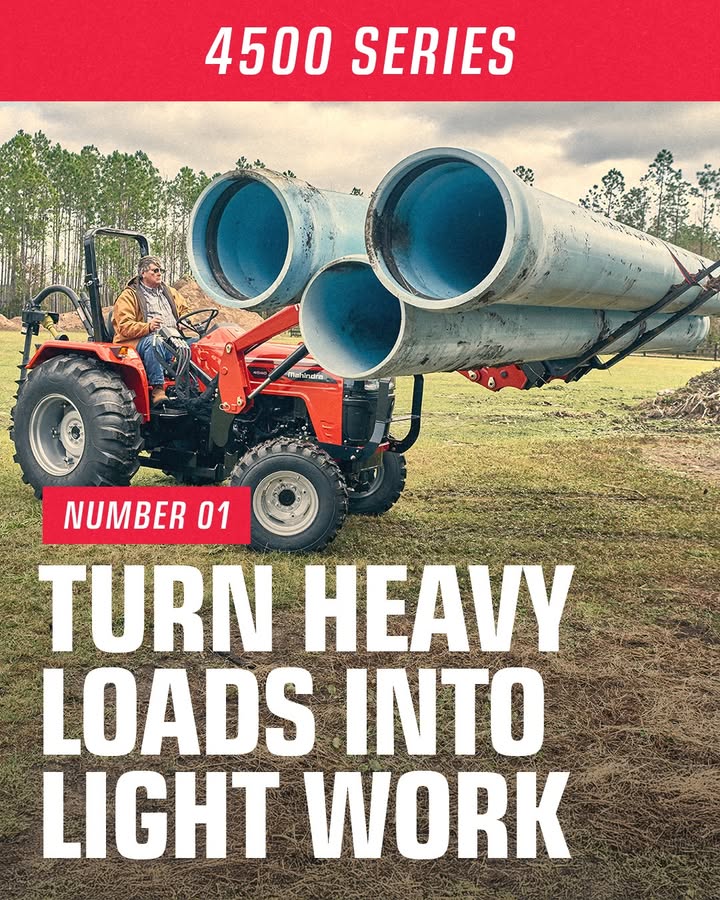 MarcyDuane's tweet photo. The 4500 Series was built for the jobs that demand more. See the top 5 jobs it's built for. Visit us today at  https://t.co/3McscNVvlB!

#MahindraTractors #MahindraTough #OutworkingTheField
.
.
.
#MahindraROXOR #Mahindra #ToughJobs #ModernFarming #SupportLocal #Photography https://t.co/hIgu5rb38P