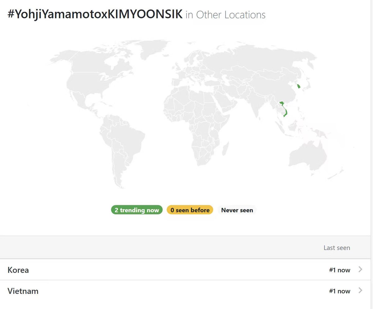 Yoonsik_DataCN's tweet photo. OMGLet's see what this is
Both South Korea and Vietnam are number one

KIMYOONSIK YOHJIYAMAMOTO SS27

#YohjiYamamotoxKIMYOONSIK
#YOONSIKPFWSS27 https://t.co/bw8nI4Owma