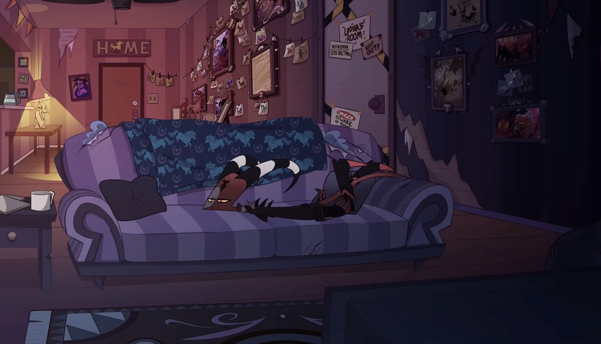 deenra27art's tweet photo. I know compared to Stolas’ Palace Blitz’s apartment ain’t shit. But lowkey Blitz might have one of the nicest apartments a lowborn imp can even get. Decently spacious, a full kitchen, a whole room, bathroom AND a large balcony? For a single imp this apartment is NICE. https://t.co/Y8cNxAtM0z