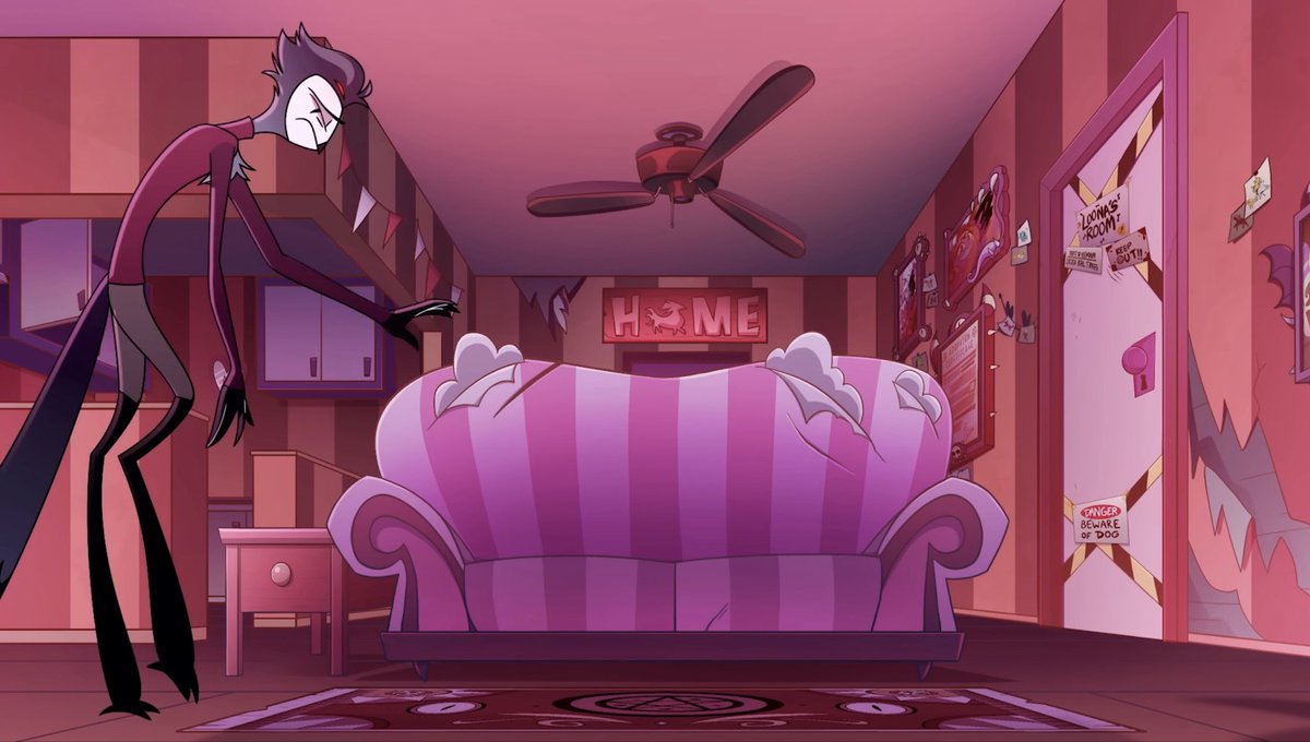 deenra27art's tweet photo. I know compared to Stolas’ Palace Blitz’s apartment ain’t shit. But lowkey Blitz might have one of the nicest apartments a lowborn imp can even get. Decently spacious, a full kitchen, a whole room, bathroom AND a large balcony? For a single imp this apartment is NICE. https://t.co/Y8cNxAtM0z