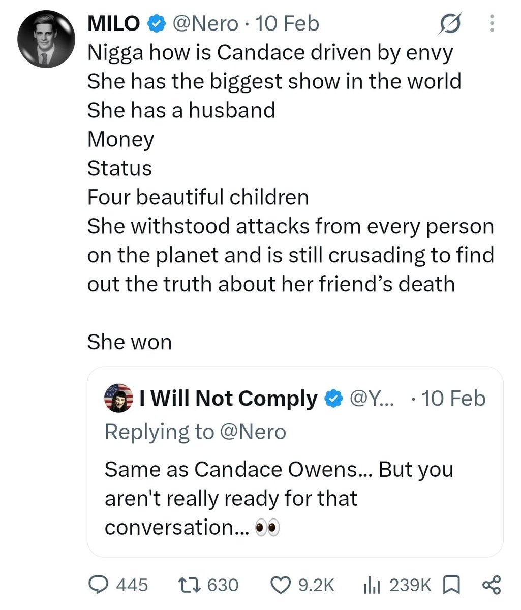EsoShaggy's tweet photo. Milo was right. Candace withstood attacks from every person on the planet and at that point, won.

That was until me. https://t.co/4ZjYy5qHpl