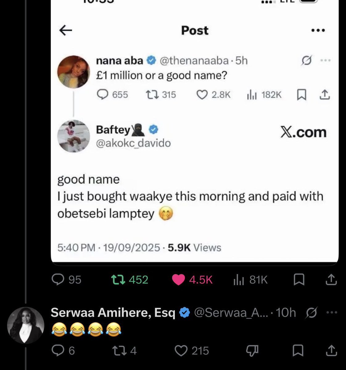 akokc_davido's tweet photo. i made serwaa amihere laugh, i think she likes me 🙈 https://t.co/qh2ADDuG0Z