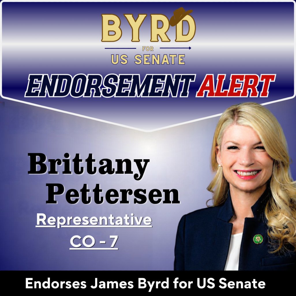 ByrdforSenate's tweet photo. Rep. Brittany Pettersen (CO-7) endorses James Byrd for U.S. Senate: "He'll bring that same independent Wyoming voice to Washington." https://t.co/VX8SMx9YWW