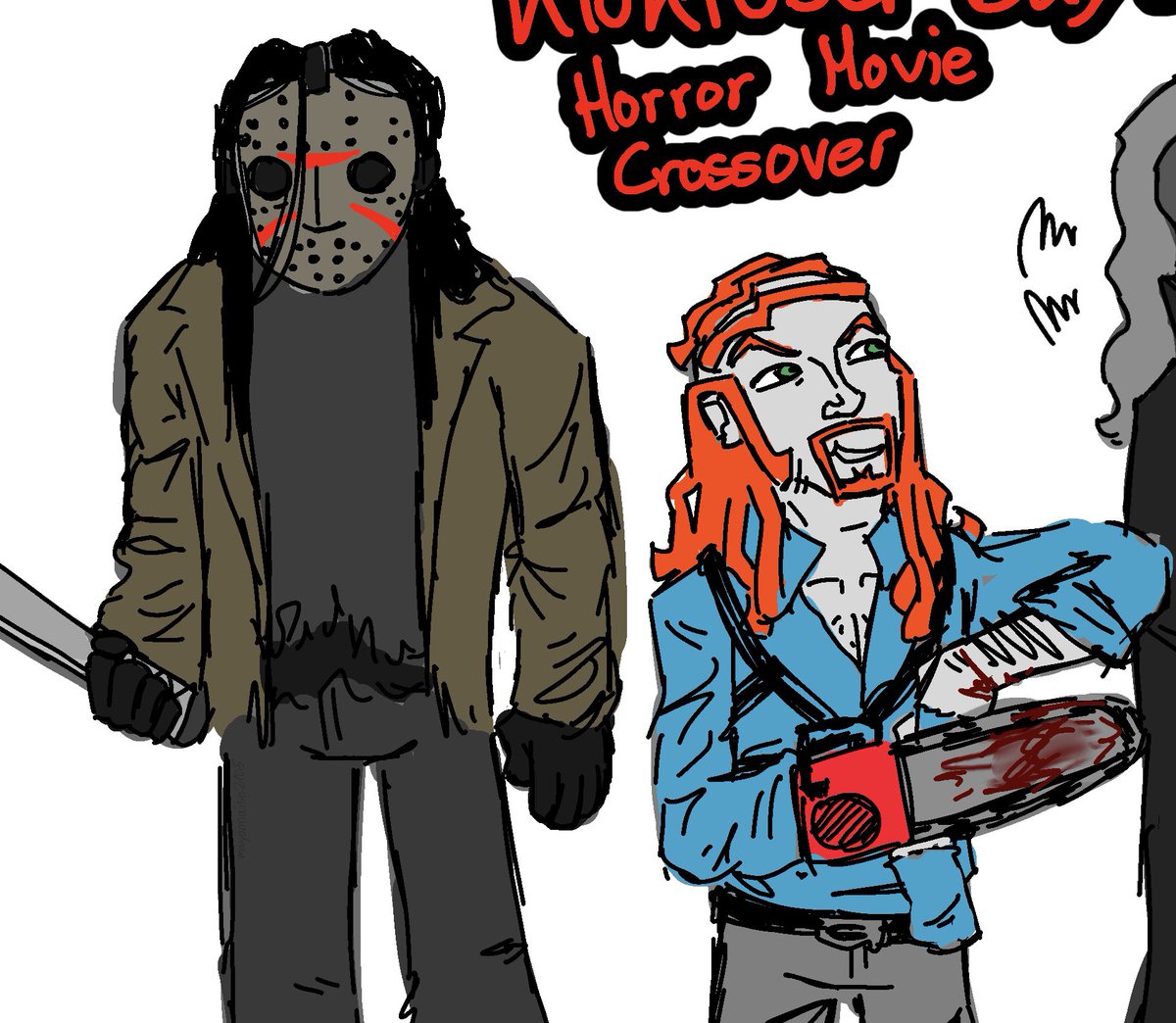mayonnaise2105's tweet photo. #metalocalypse #Kloktober2026 Day 2: Horror movie crossover !!
Nathan-Jason (friday 13th)
Skwisgaar-dracula
Pickles-ash williams (chainsaw hand guy)
Murderface-Leatherface 
Toki-Frankensteins monster https://t.co/eDLbKXnMjy