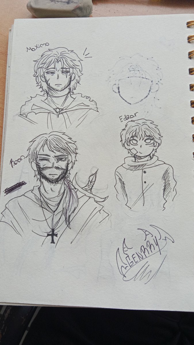 77Genrry's tweet photo. Bocetos personajes https://t.co/LPzaEjlQXi