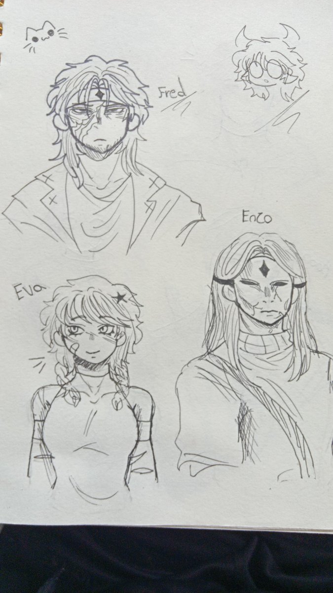77Genrry's tweet photo. Bocetos personajes https://t.co/LPzaEjlQXi
