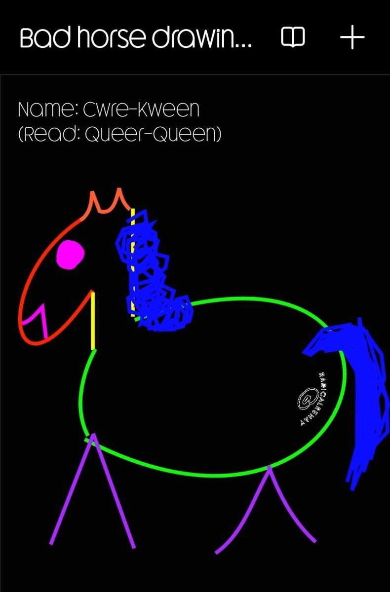 RadicalRenay's tweet photo. @IMPmurderpros #IMPtober Day 2: Pride.

Kinda went basic with this one. Just used the rainbow to draw the horse. Probably could've done something else, but hey, this is where we landed.

Meet Cwre-Kween (Read as: Queer-Queen) https://t.co/WezA8YsNps