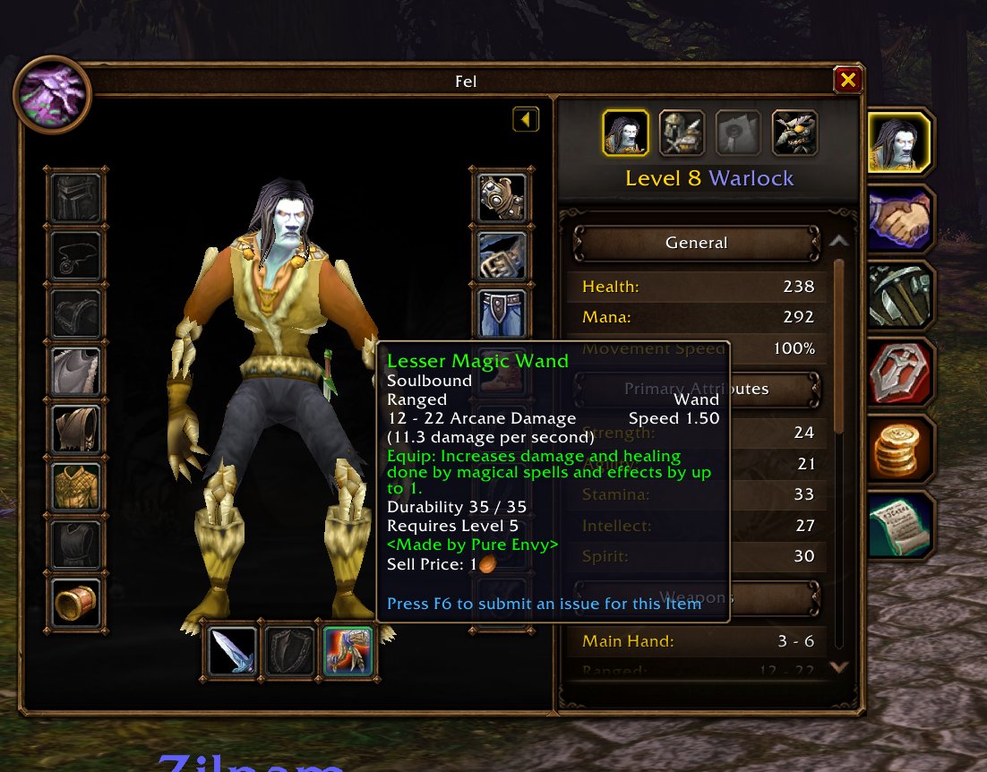 sneakergamesdev's tweet photo. A passing level 20 player handed me a wand. A level 7 Warlock it did more damage than my shadowbolts. 😅I was so grateful and have been having fun questing. 

10 minutes later I ran into a priest with one from the same person! The beta has been awesome already and the community at least in the Horde has been great.