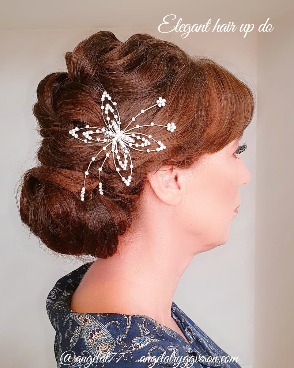 shortstackluv's tweet photo. Elegant, textured updo with beautiful hair accessories for my bride Helena. I’m so happy I still had this large butterfly hairpiece—it held special meaning for Helena and Fredrik. https://t.co/fMI8PacYS5