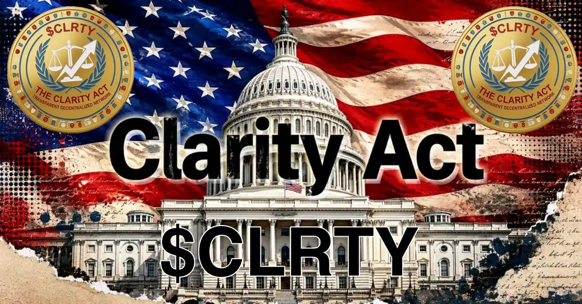 Clarity_ActCoin's tweet photo. 🔥The CLARITY ACT COIN is Now Live!🔥

The CLARITY Act is the most important confirmed regulatory catalyst in DOGE's history.

🪙 $CLRTY will it go x1000 🤔

Buy here ➡️https://t.co/nC73E0zf6v

$BTC $XRP $TRUMP $PNUT $DOGE . https://t.co/TsZWP56stV
