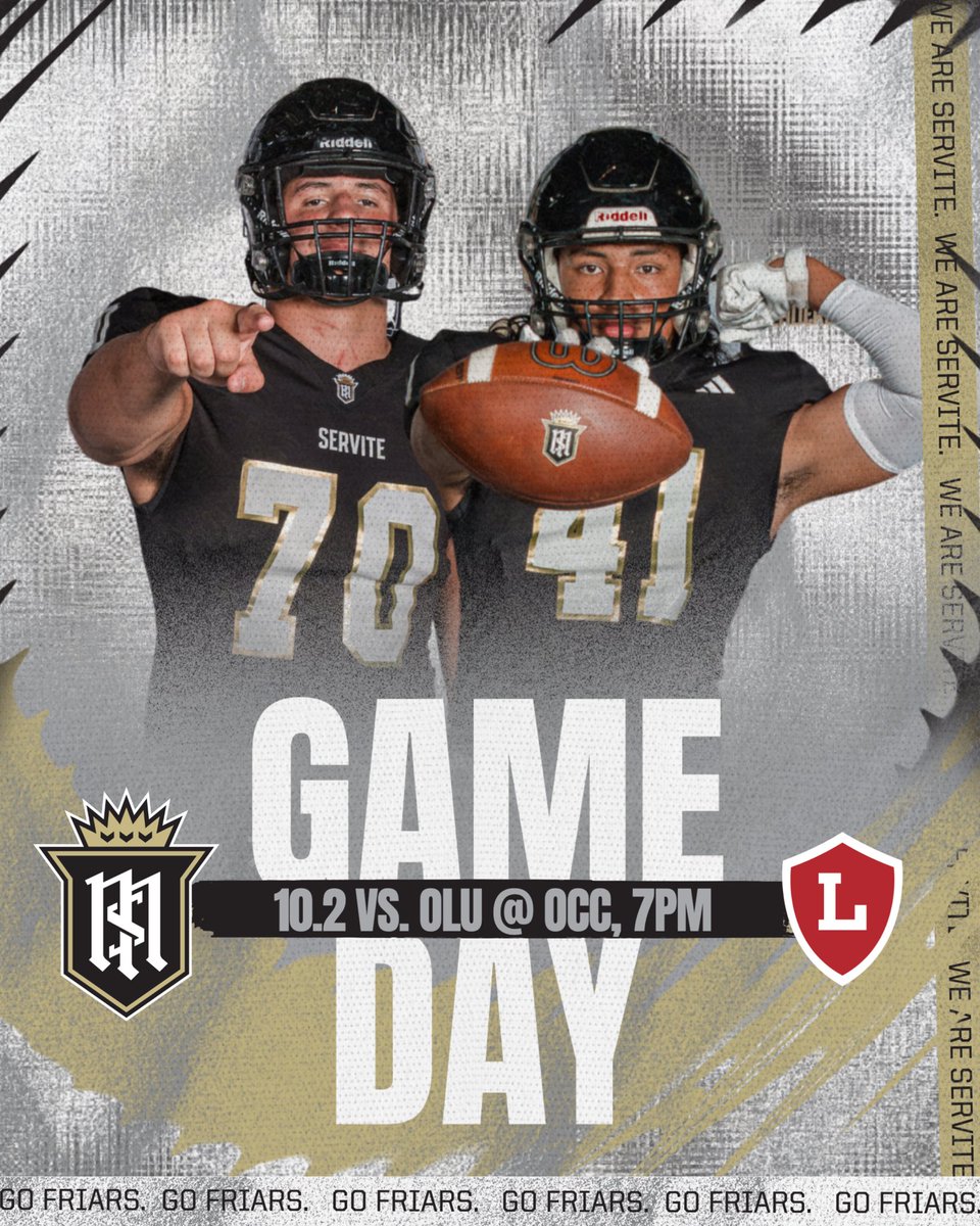 ServiteFootball's tweet photo. Trinity League play is here and we are headed back to OCC, this time as the road team. 

Can’t make it in person? Watch live on the NFHS Network! 

#credo #gofriars #weareservite https://t.co/zoe0pKUoNJ