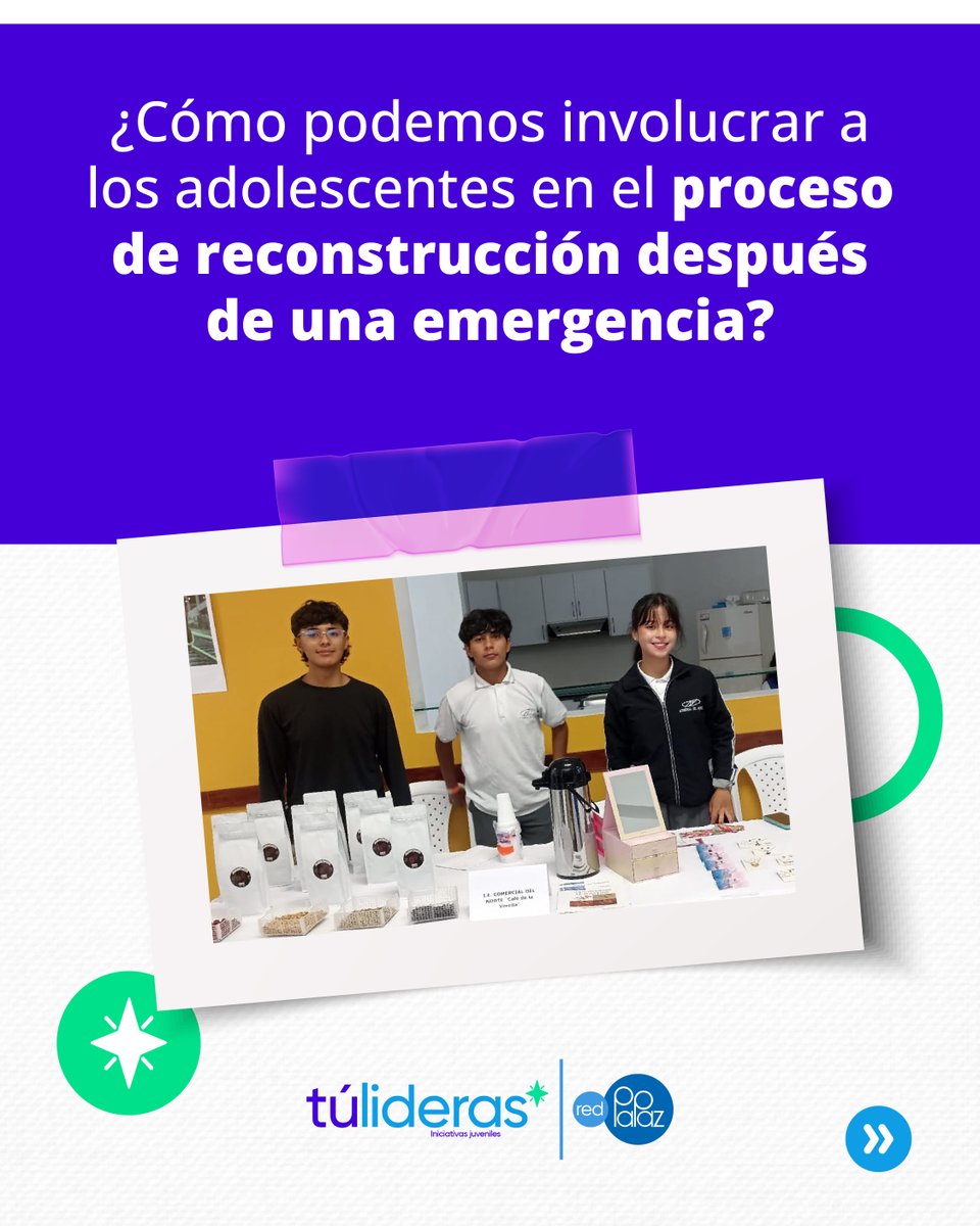 RedPaPaz's tweet photo. En una emergencia, los adolescentes también son parte de la solución. 💡🚨
Cuando una comunidad enfrenta un momento difícil, darles espacio a los jóvenes para proponer, organizarse y ayudar nos fortalece a todos.

Desliza este carrusel para conocer 3 formas prácticas de involucrarlos con el acompañamiento de los adultos. ➡️

Desde nuestro programa Tú Lideras, impulsamos la participación juvenil como motor de cambio.

📲 Comparte esta publicación con tu comunidad educativa o grupo de familias.

#TúLideras #RedPaPaz #LiderazgoJuvenil #ComunidadProtectora #ParticipaciónCiudadana
