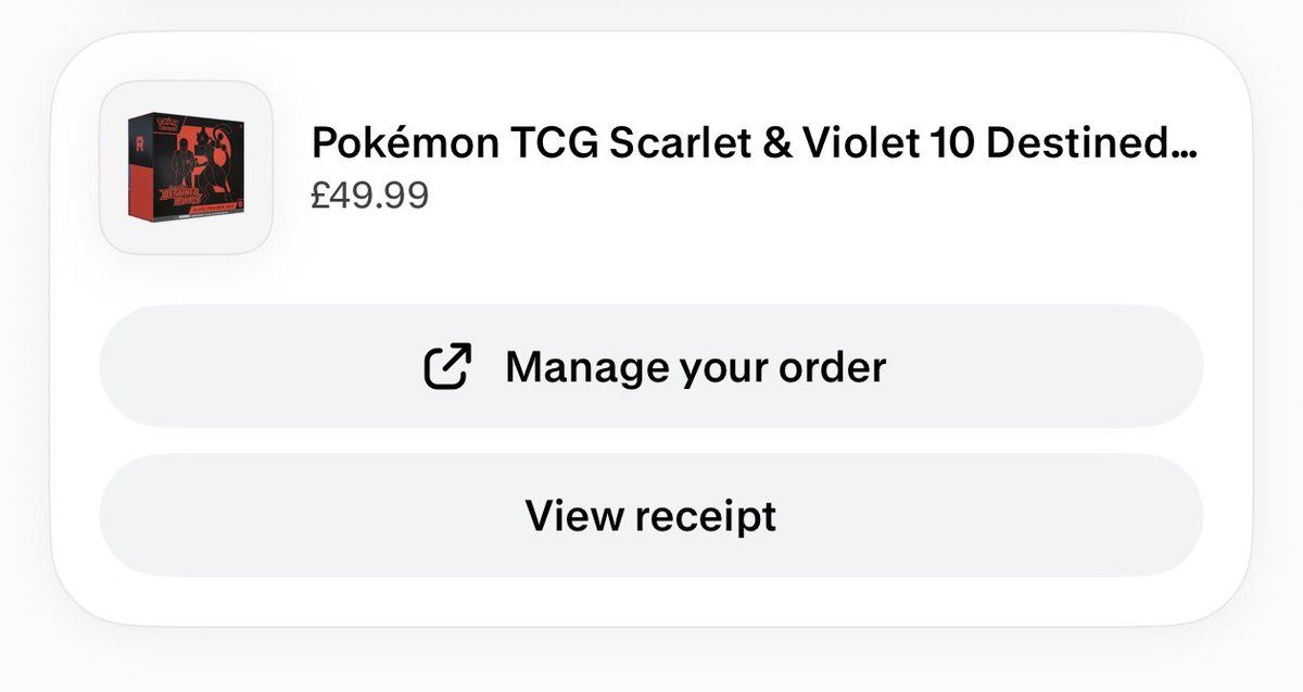 itspokebear's tweet photo. There should be another small restock of Destined Rivals ETBs coming through to stores soon!

My local card store had confirmation of a case of 10 being allocated to them earlier this week, and they’ve already sold them out on preorders 🤑 https://t.co/1VpKOsgQr1