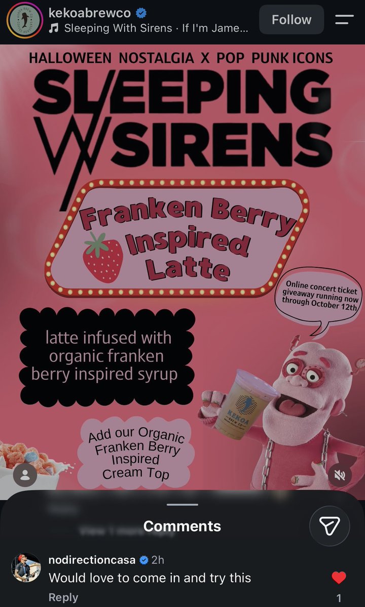prodbykellin's tweet photo. Sleeping With Sirens so famous they got their own latte drink now 😭 https://t.co/RKdnOqZThO