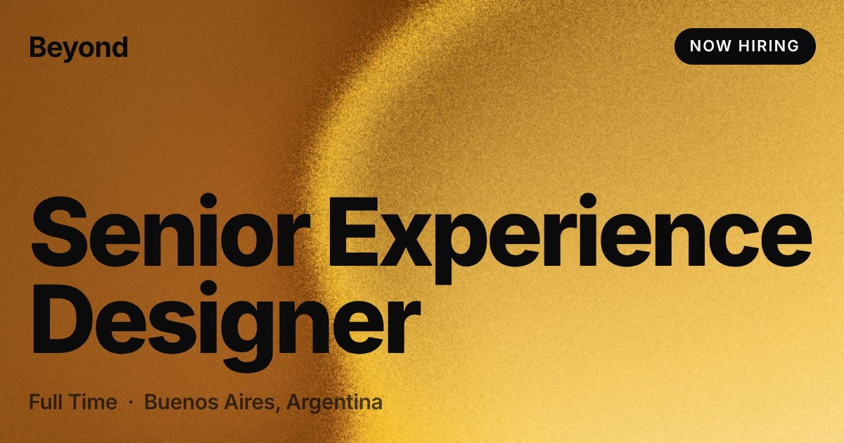 uiuxjobsboard's tweet photo. Senior Experience Designer role open at Beyond. Buenos Aires, Argentina. https://t.co/z7bYzAndLH
#UserExperience #UIDesign https://t.co/f3PudpYB0W