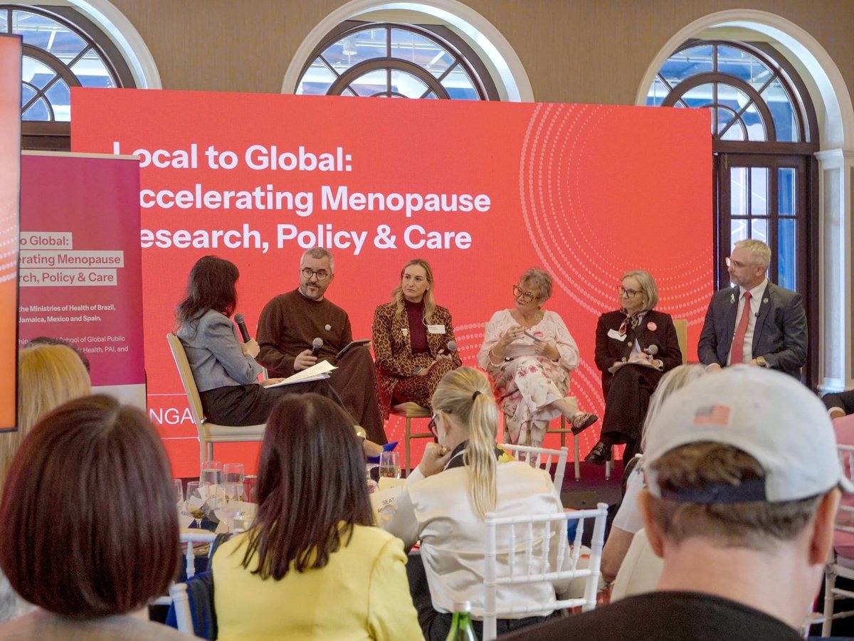 SWHR's tweet photo. In Sept, SWHR CEO Katie Schubert spoke at the Power in Menopause event "Local to Global: Accelerating Menopause Research, Policy &amp; Care" at #UNGA81. Katie spoke alongside global leaders about how to make menopause a national priority. #MenopauseAwarenessMonth #SWHRtalksMenopause https://t.co/lmBRx8II4m