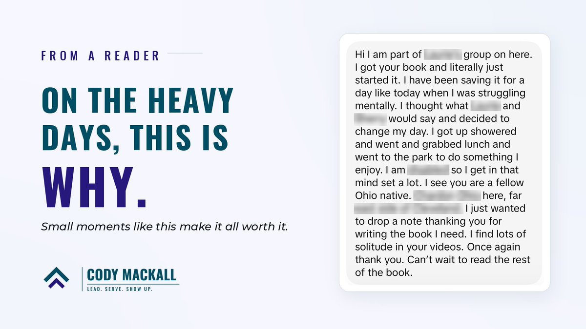 cody_mackall's tweet photo. Heavy day. Then a stranger tells me they saved my book for a hard day, and when it came, they got up and went to the park.

Small moments like that make it all worth it. Thank you, whoever you are.

#ItsOkayToNotBeOkay https://t.co/dRujG5Pr20