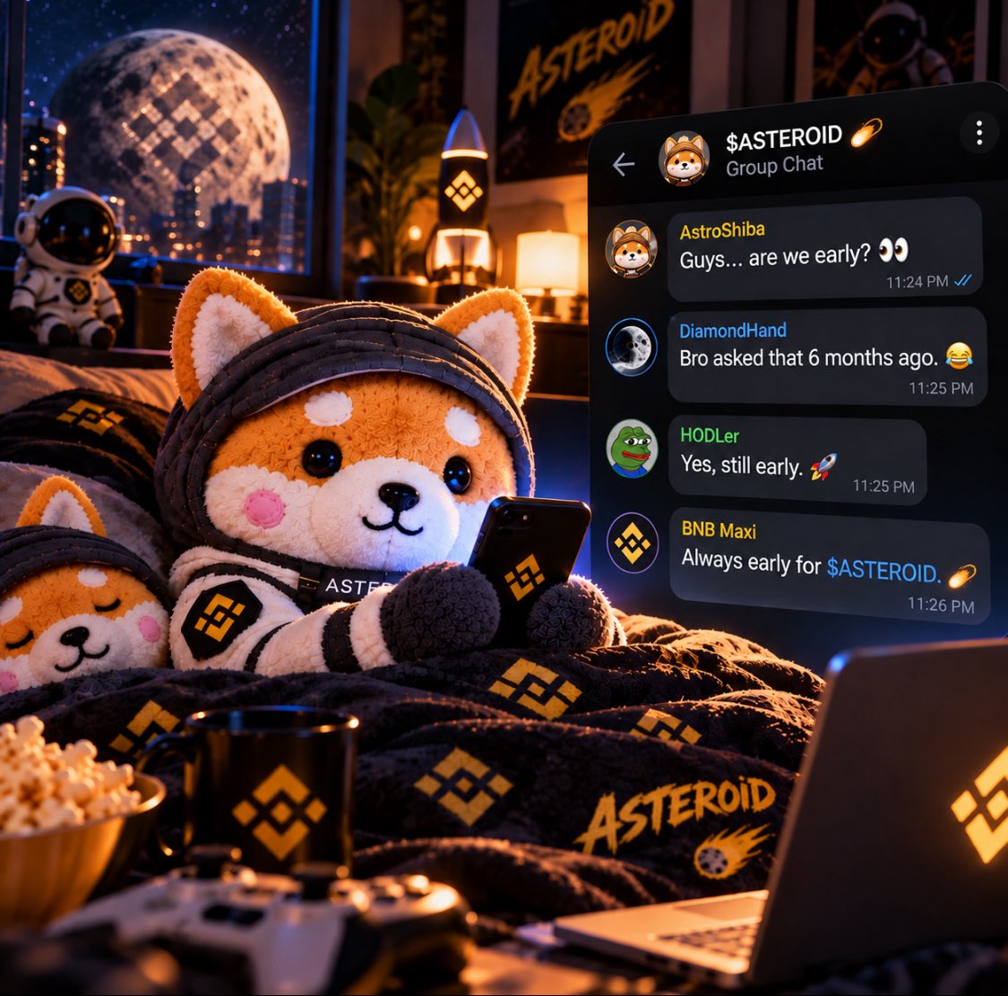 astershibaplush's tweet photo. Meanwhile in the group chat… 👀☄️

$ASTEROID https://t.co/1EcZem1DFV