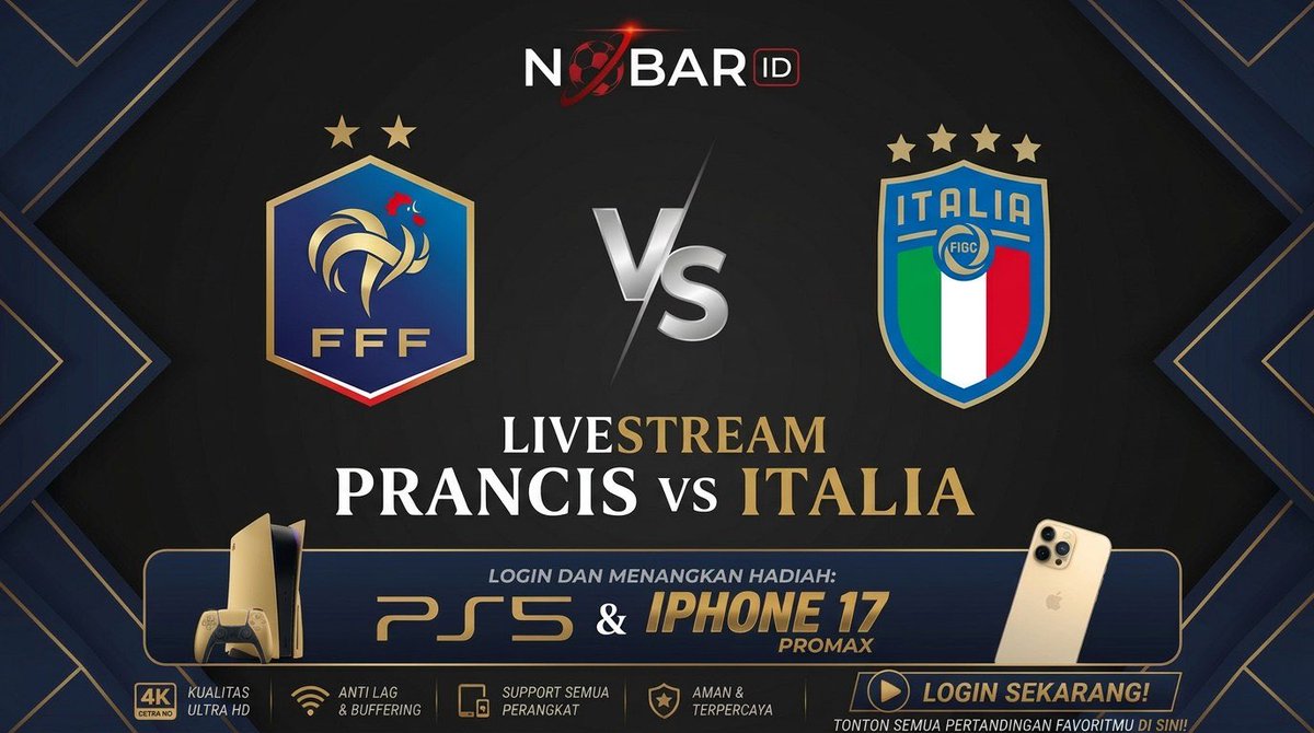 nobarid_off's tweet photo. LINK LIVE STREAMING France VS Italia SEPAK BOLA 2026 ANTI LAG 

https://t.co/tYMAiPI7I1

#SEPAKBOLA2026 #LiveStreamingBola #SiaranLangsung #NontonBolaLive #LiveBolaFB #UCL #kylianmbappe #NobarID #nontonbola https://t.co/rlKmJMBjsB
