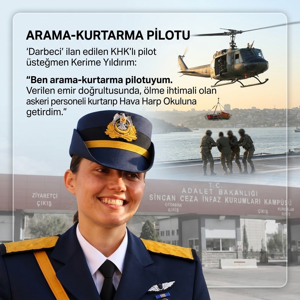 odakdunyam's tweet photo. “Darbeci” ilan edilen KHK’lı pilot üsteğmen Kerime Yıldırım:

“Ben arama-kurtarma pilotuyum. Verilen emir doğrultusunda, ölme ihtimali olan askeri personeli kurtarıp Hava Harp Okuluna getirdim.”

KerimeYıldırıma SesOl https://t.co/gEJTTeUN3L