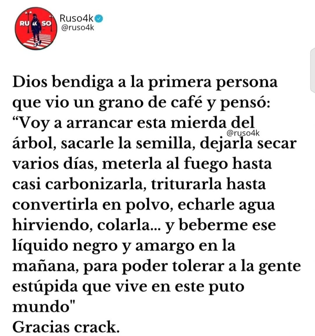 monicacorrales's tweet photo. ¡Ah!, ahora entiendo por qué siempre me sirvo una taza de café antes de comenzar a leer los comentarios que me dejan por acá.
Gracias crack. 😂 https://t.co/4vyocFwBw3