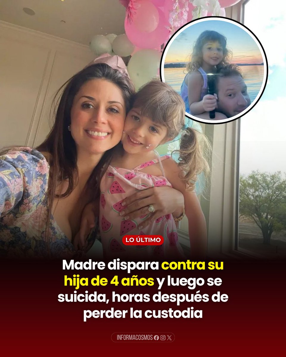 InformaCosmos's tweet photo. 🇺🇸 LO ÚLTIMO: Una niña de 4 años murió tras recibir un disparo de su madre en una vivienda de Houston, Texas, pocas horas después de una audiencia por su custodia.

Según la policía, el padre había obtenido la custodia principal y la entrega de la menor estaba prevista para esa misma noche. La madre regresó a casa, disparó contra la niña y posteriormente contra sí misma.

La mujer fue trasladada con vida a un hospital, donde murió al día siguiente. La Policía de Houston investiga el caso como un homicidio-suicidio y no ha señalado a ningún otro sospechoso.