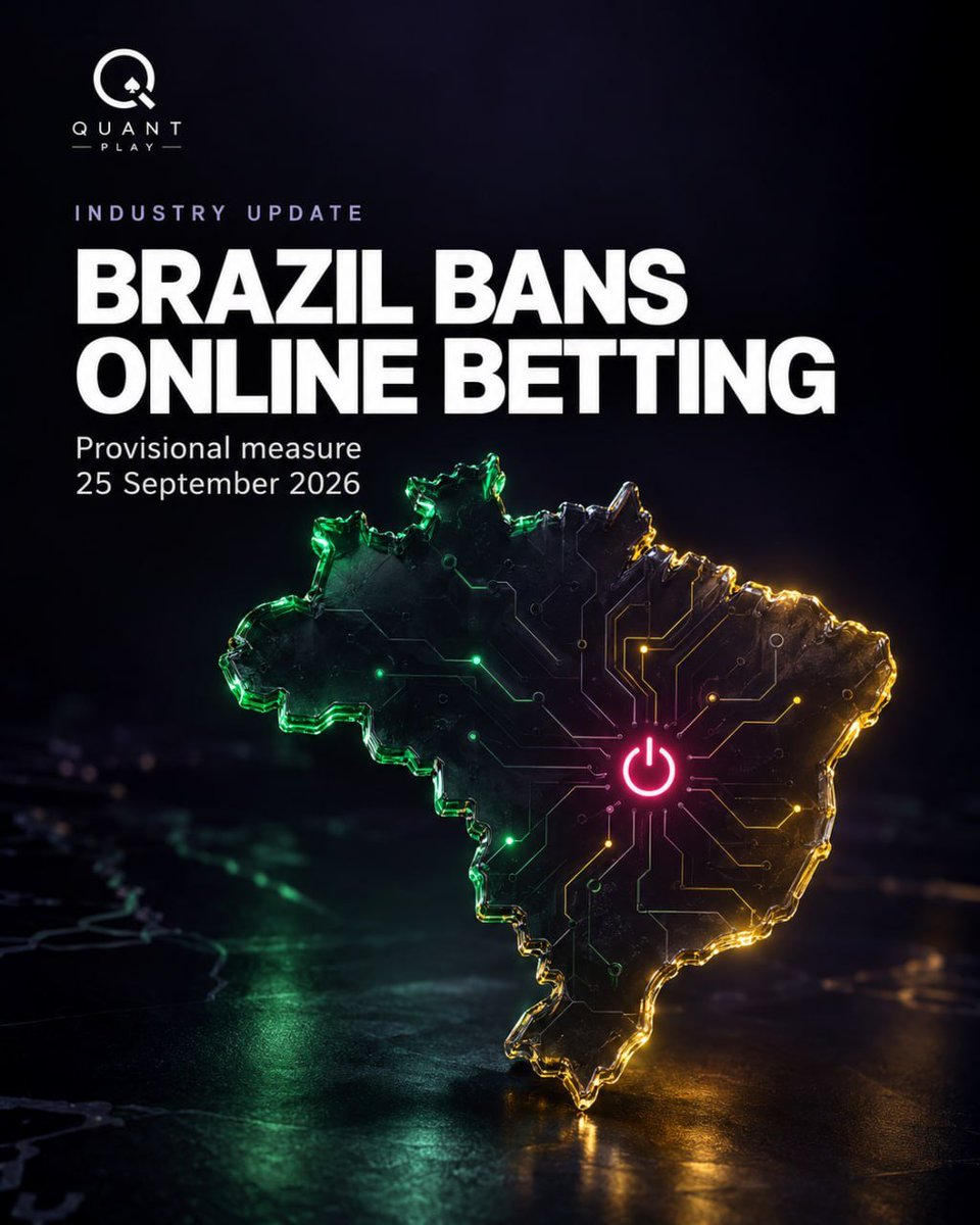 quant_play's tweet photo. 🇧🇷 Brazil has introduced a provisional ban on online betting. Deposits are blocked, withdrawals run until 5 Oct, platform blocking starts 6 Oct.

For studios, it's a reminder: market access can change overnight.

#iGaming #Brazil https://t.co/KcJu2N4eFB