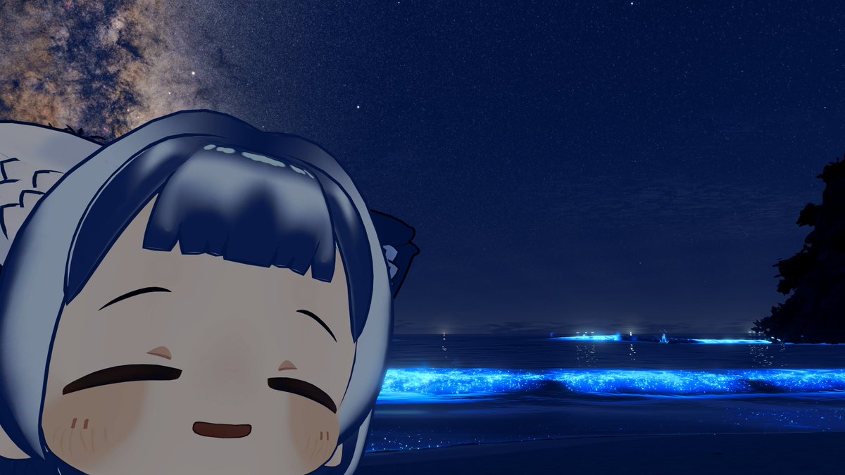 yat0i_vrchat's tweet photo. 光る海、綺麗だね♪ https://t.co/V75Uk1MMpP