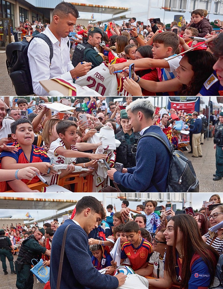 imblaugranna's tweet photo. Rodri , Pedri and Cubarsi signing autographs for the fans 💙❤️😍 https://t.co/KblQHnmKKX